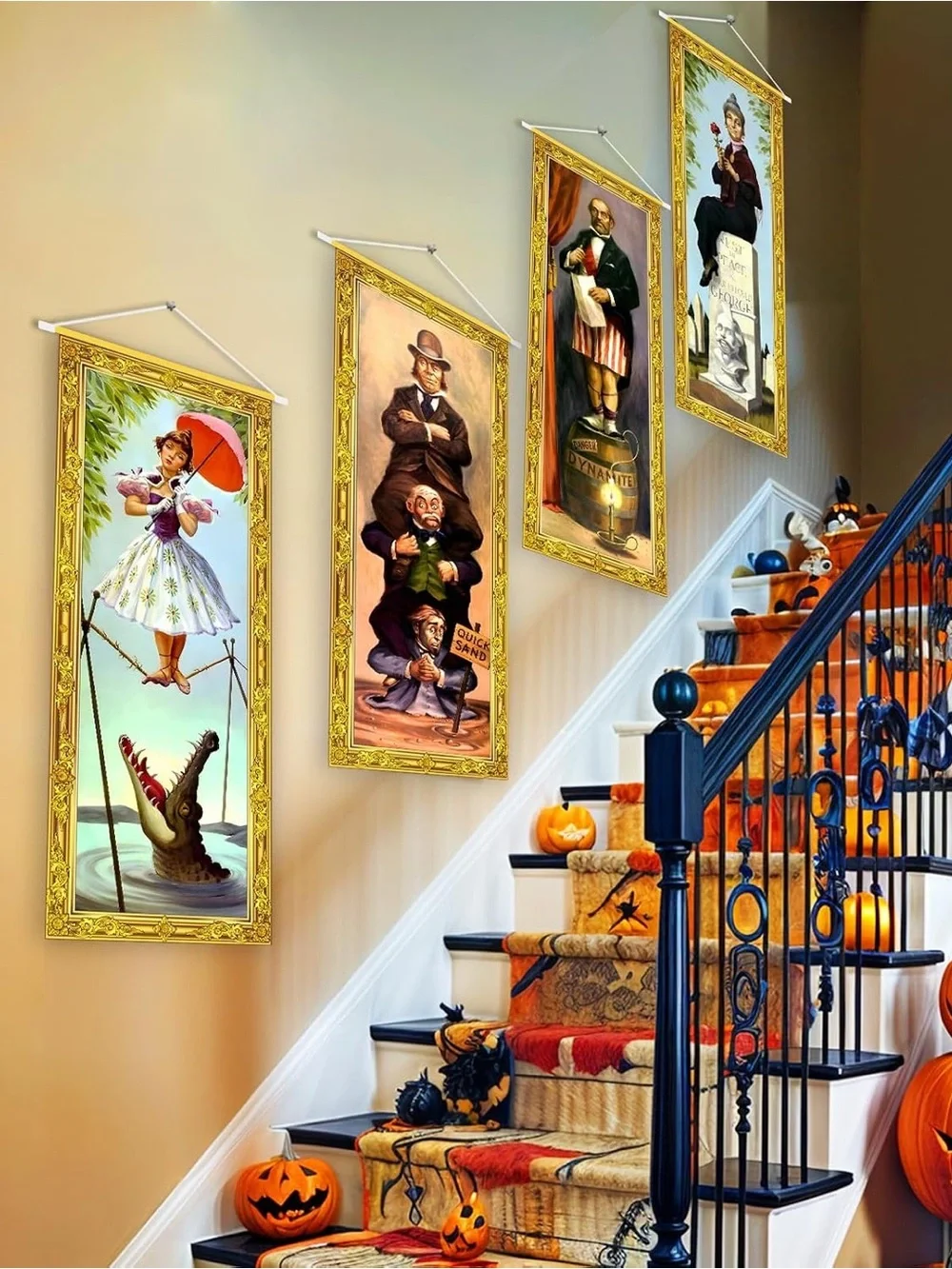 Pack of 4 Haunted Mansion Disney Vintage-Style Portrait Wall Art - Gold Frame